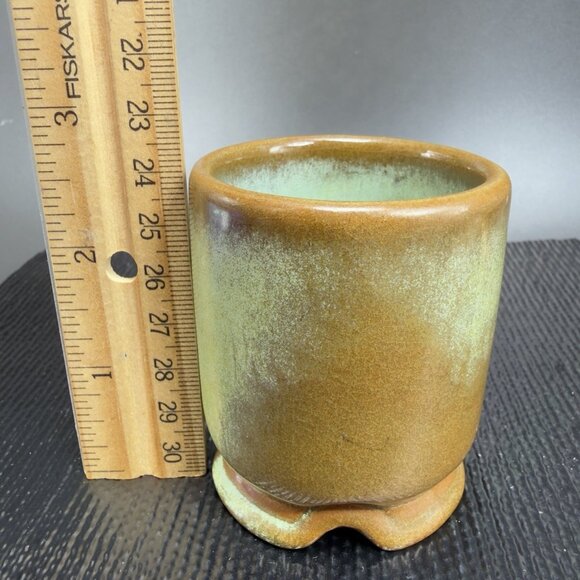 Frankoma Pottery Plainsman Toothpick Holder Bud Vase Prairie Green Marked VTG - Picture 3 of 9